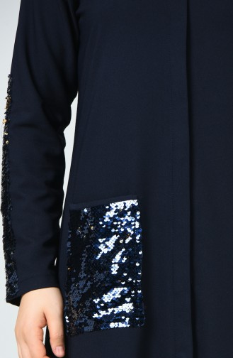 METEX Large Size Sequined Long Shirt 1121-05 Navy Blue 1121-05