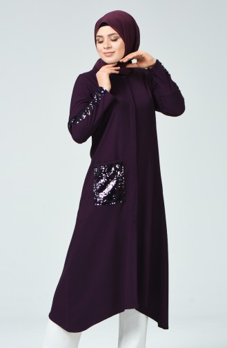 METEX Large Size Sequined Long Shirt 1121-06 Purple 1121-06