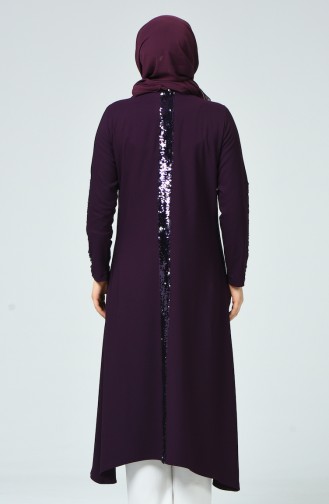 METEX Large Size Sequined Long Shirt 1121-06 Purple 1121-06