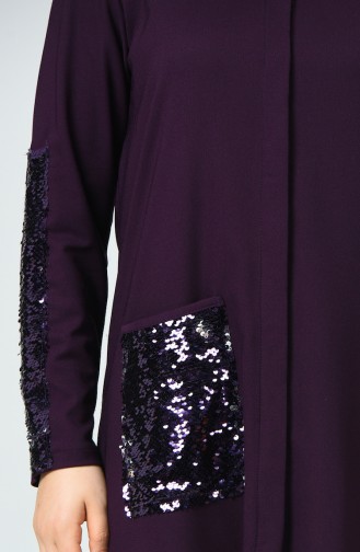 METEX Large Size Sequined Long Shirt 1121-06 Purple 1121-06