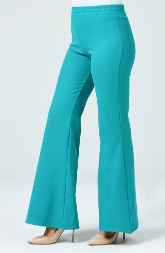 Pantalon Patte D éléphant Taille Élastique 1274PNT-03 Vert émeraude 1274PNT-03