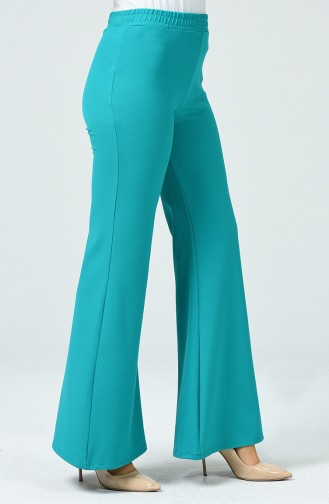 Pantalon Patte D éléphant Taille Élastique 1274PNT-03 Vert émeraude 1274PNT-03