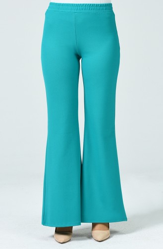 Pantalon Patte D éléphant Taille Élastique 1274PNT-03 Vert émeraude 1274PNT-03
