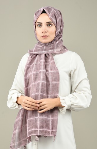 Square Patterned Cotton Shawl Lilac 1022-07
