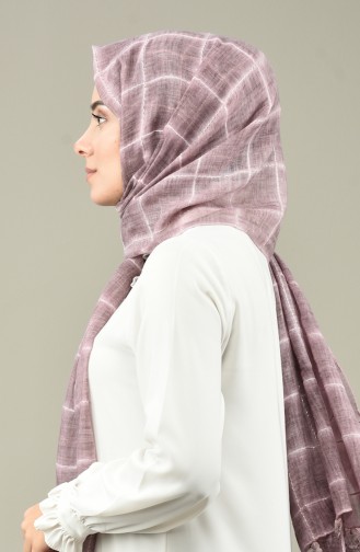 Square Patterned Cotton Shawl Lilac 1022-07