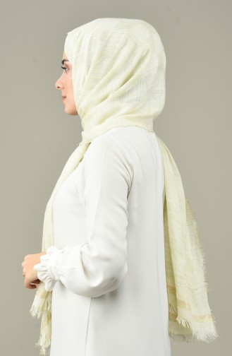 Silvery Cotton Shawl Cream 1023-05