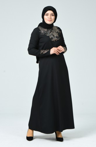 Large Size Stone Printed Dress 0013-01 Black 0013-01