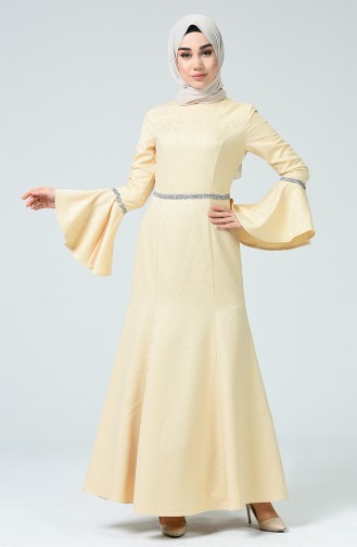 Beige Hijab Evening Dress 60081-11
