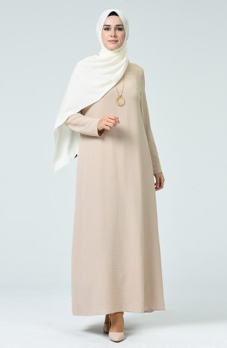 Beige İslamitische Jurk 0053-02