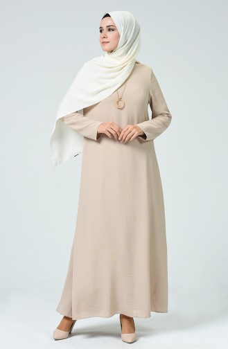 Beige İslamitische Jurk 0053-02