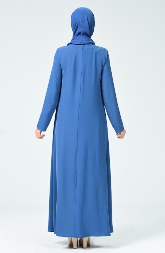 Kleid aus Aerobin Stoff mit Gürtel 0053-04 Indigo 0053-04
