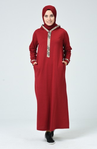 Claret Red Hijab Dress 4127-04