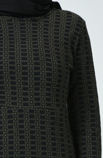 Robe Hivernal à Motifs 7002-03 Noir Khaki 7002-03