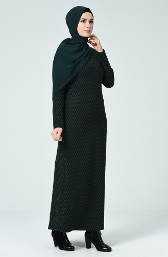 Robe D hiver à Motifs 7002A-02 Noir  Vert émeraude  7002A-02