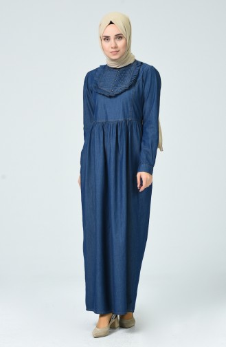 Navy Blue İslamitische Jurk 9280-01