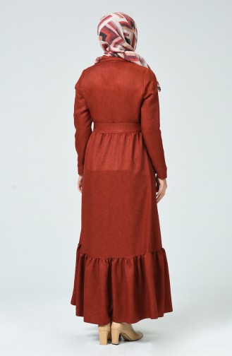 Dark Brick Red Hijab Dress 0271-07