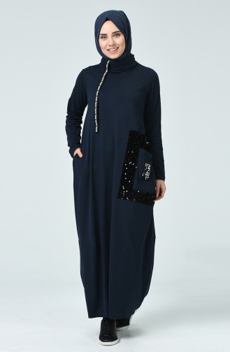 Navy Blue İslamitische Jurk 4121-02