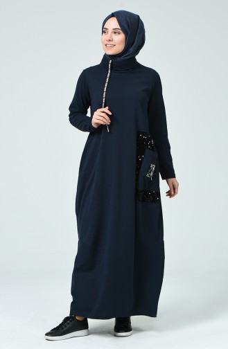 Navy Blue İslamitische Jurk 4121-02