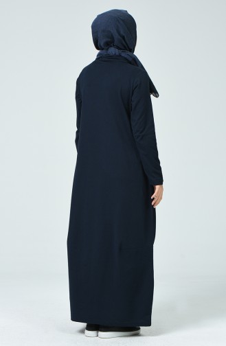 Navy Blue Hijab Dress 4121-02