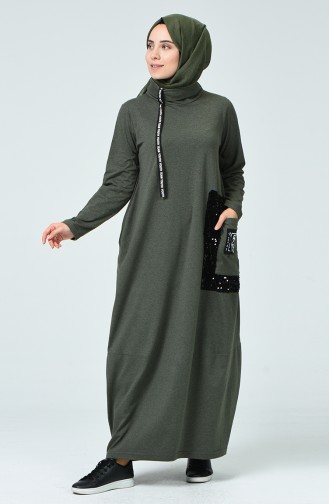 Khaki Hijab Kleider 4121-03