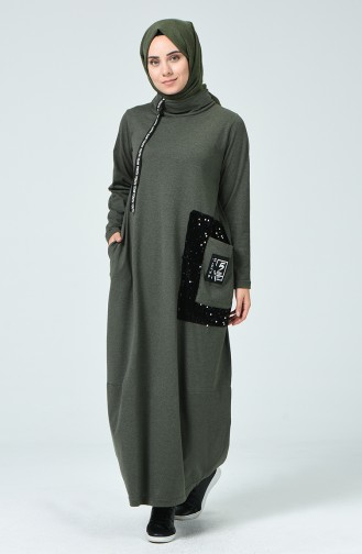 Khaki Hijab Kleider 4121-03