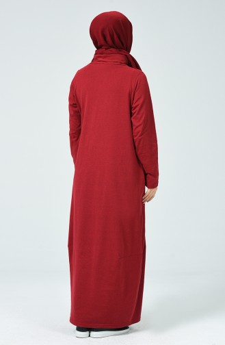 Claret Red Hijab Dress 4121-04