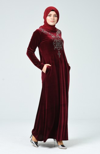 Claret Red Hijab Dress 1920-02