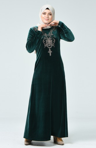 Smaragdgrün Hijab Kleider 1920-03