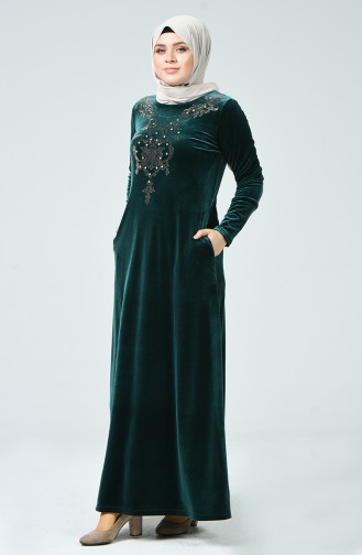 Emerald Green Hijab Dress 1920-03