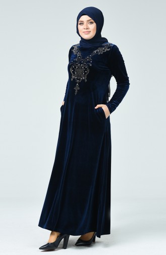 Navy Blue Hijab Dress 1920-04