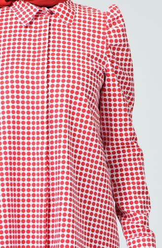 Tunique Chemise a Motifs 0445-02 Rouge 0445-02