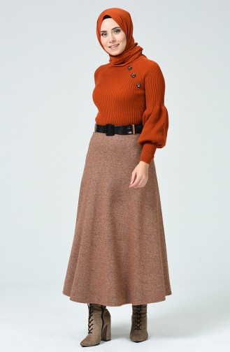 Kemerli Kışlık Etek 5300-02 Soğan Kabuğu
