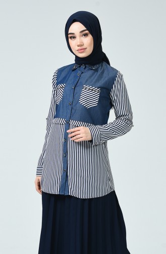 Navy Blue Overhemdblouse 2005-01