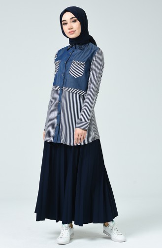 Navy Blue Overhemdblouse 2005-01