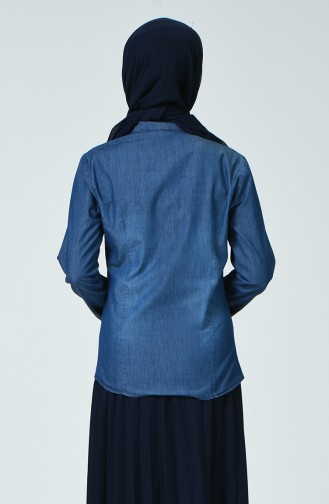 Stein bedrucktes Jeans Hemd 2276-01 Dunkelblau 2276-01