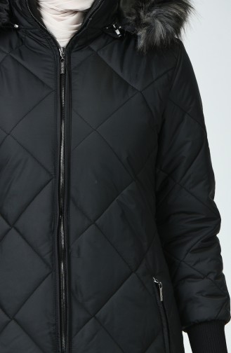 Manteau Matelassé à Fourrure 0393-01 Noir 0393-01