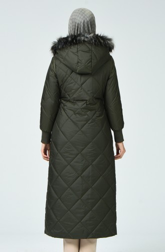 Kürklü Kapitone Mont 0393-02 Haki