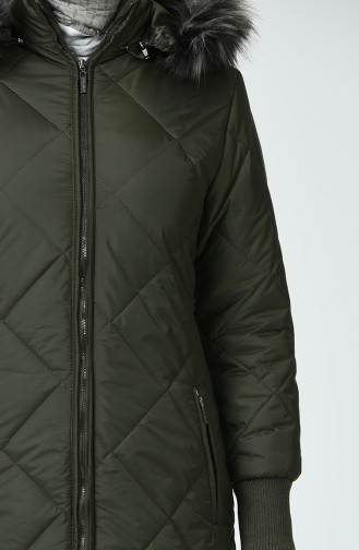Kürklü Kapitone Mont 0393-02 Haki