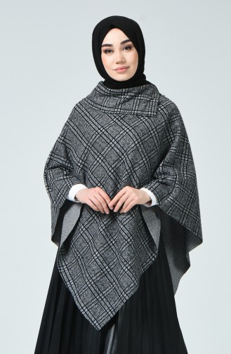 Gemustertes Poncho mit Umlegekragen 0501C-01 Grau 0501C-01