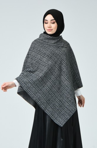 Gemustertes Poncho mit Umlegekragen 0501C-01 Grau 0501C-01