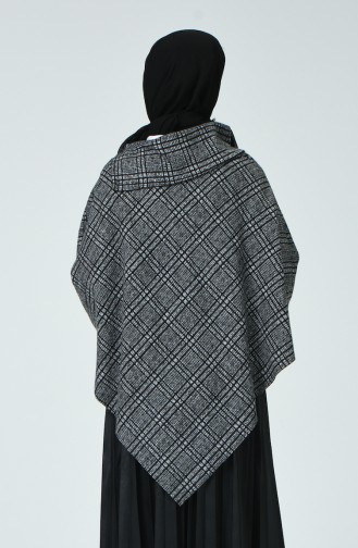 Gemustertes Poncho mit Umlegekragen 0501C-01 Grau 0501C-01