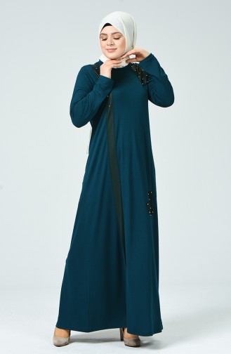 METEX Large Size Pearl Dress 1132-02 Petrol 1132-02