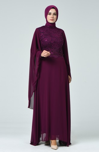 Purple Hijab Evening Dress 5220-04