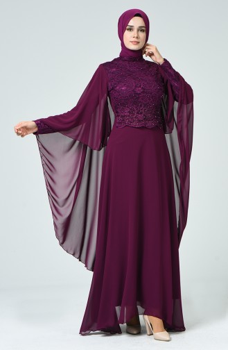 Purple Hijab Evening Dress 5220-04