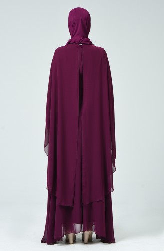 Purple Hijab Evening Dress 5220-04