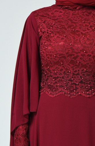 Plum Hijab Evening Dress 5220-08