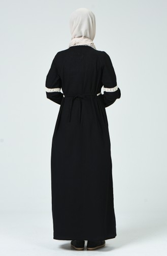 Spitzen Kleid aus Şile-Stoff  0039-01 Schwarz 0039-01