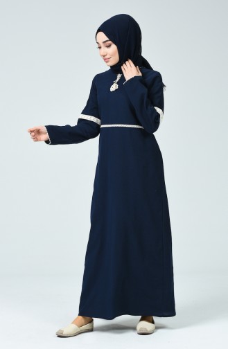 Navy Blue Hijab Dress 0039-02