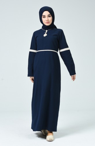 Navy Blue Hijab Dress 0039-02