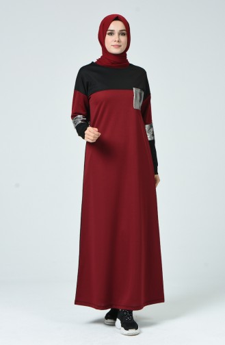 Claret Red Hijab Dress 4056-01